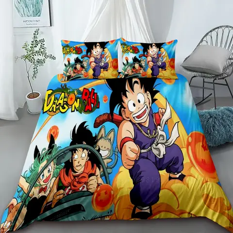 이불 커버 일본 애니메이션 드래곤 볼 침구 세트 Goku 이불 커버 베개 케이스 더블 퀸 킹 사이즈 어린이 침실 홈 장식