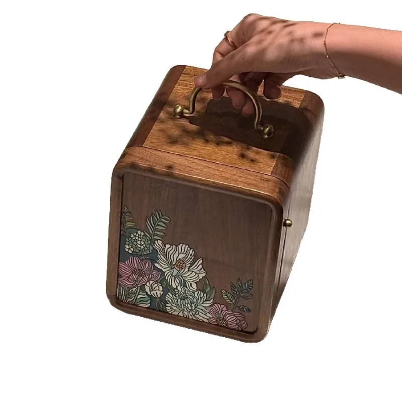 North American Black Walnut Jewelry Box All Solid Wood Storage Box Large Capacity Multi-layer Drawer Necklace Ring Finishing Box