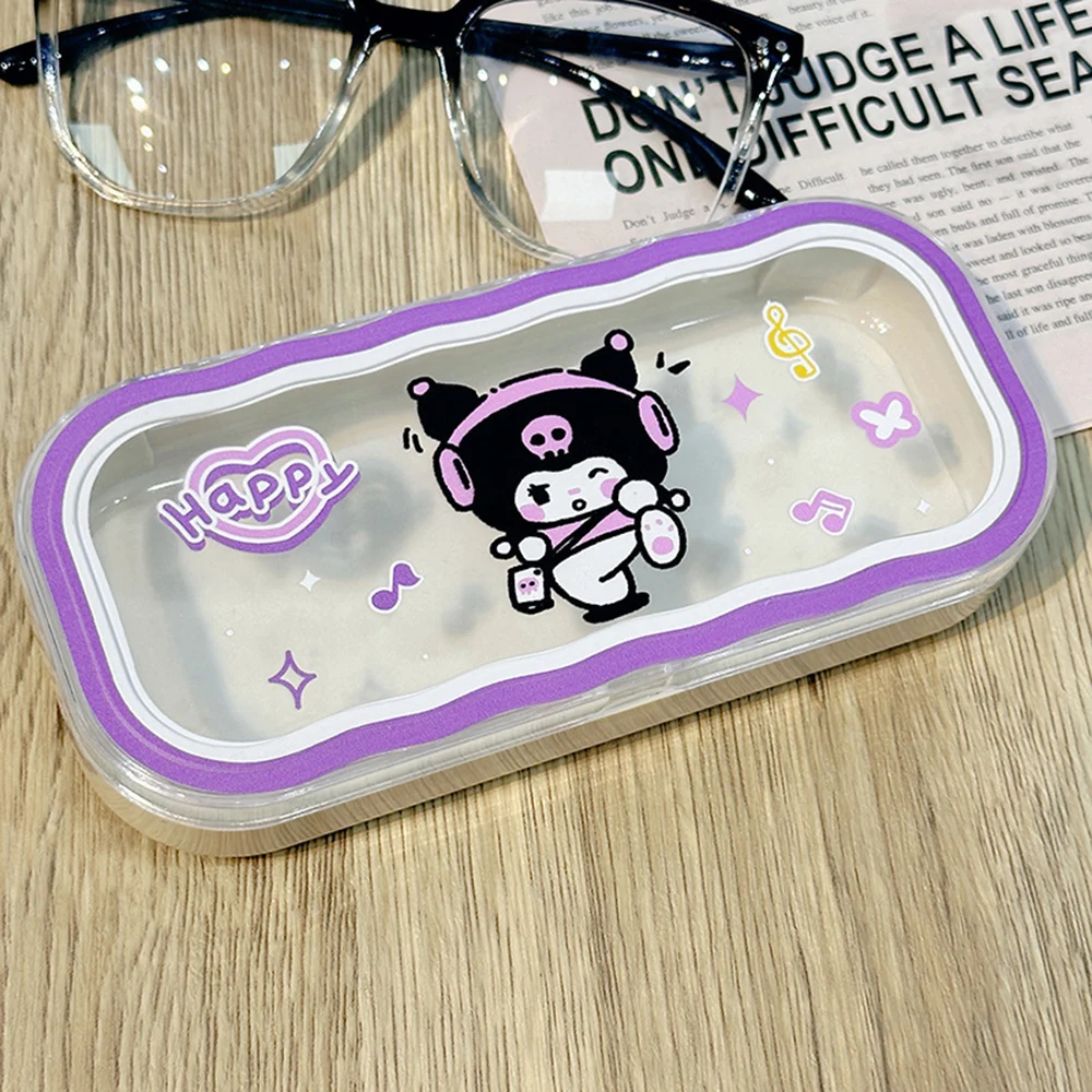 

New Sanrio Hello Kitty Transparent Glasses Case Cartoon Transparent Glasses Case Sunglasses Storage Box Travel Portable Gift