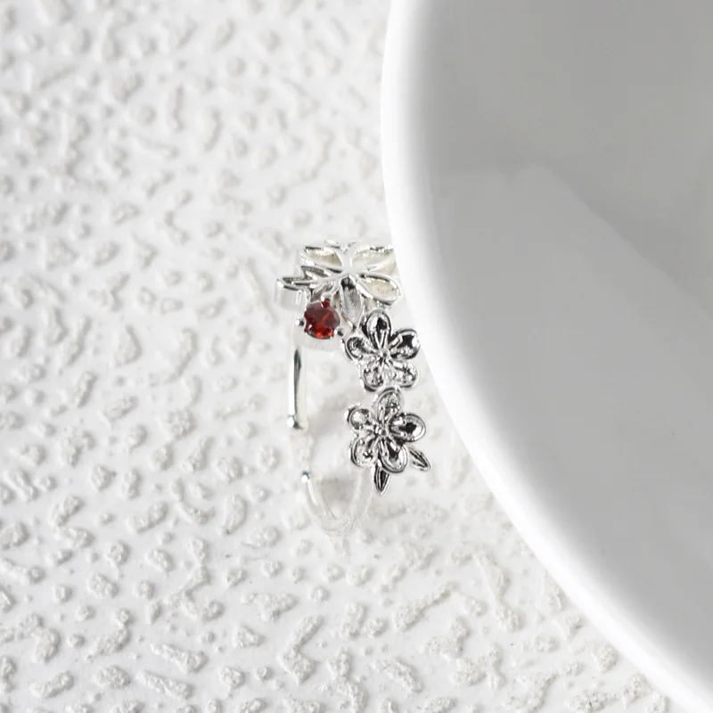 Anime Tian Guan Ci Fu Ringen Voor Vrouwen China Stijl Bloem Opening Ringen Rood Kristal Verstelbare Ringen