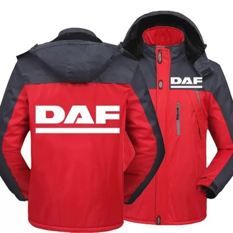 DAF Trucks-Chaqueta gruesa de terciopelo para hombre, abrigo cálido con capucha a prueba de viento, prendas de vestir informales para montañismo, novedad de invierno, 2023