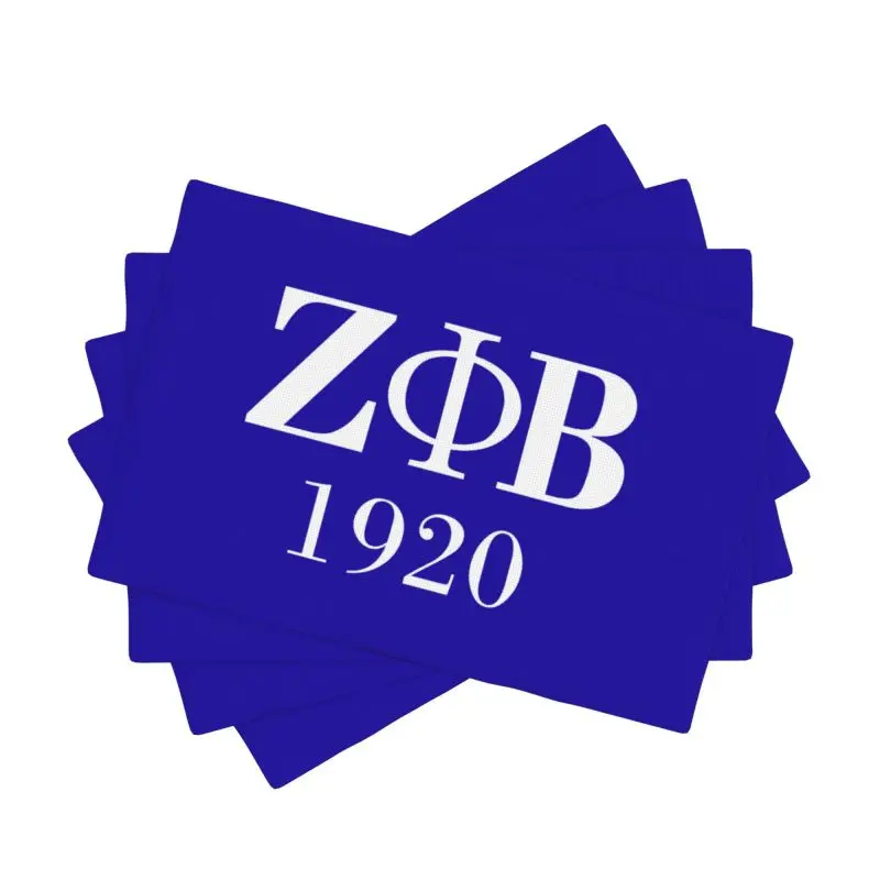 

Zeta Phi Beta Набор салфеток с принтом из 4 водонепроницаемых термостойких льняных ковриков для стола для украшения домашней вечеринки и столовой 12x18 дюймов