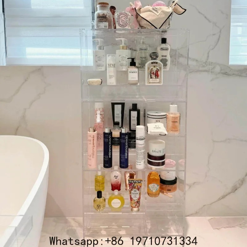Acrylic bathroom rack, cosmetics storage cabinet, washstand storage rack, multi-layer floor