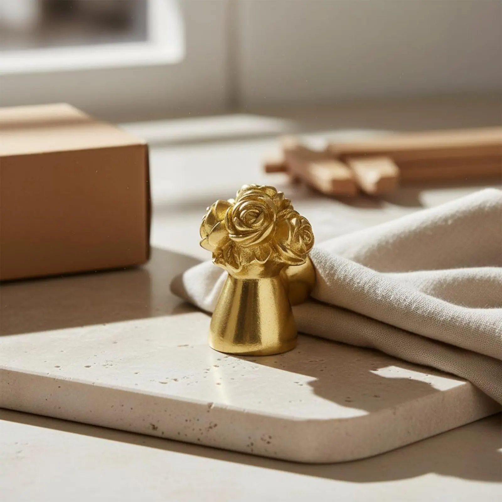 

Floral Arrangement Cabinet Knob Polished Finish Floral Cabinet Knob Flower Drawer Handle Rust-Resistant Vintage Brass Pull