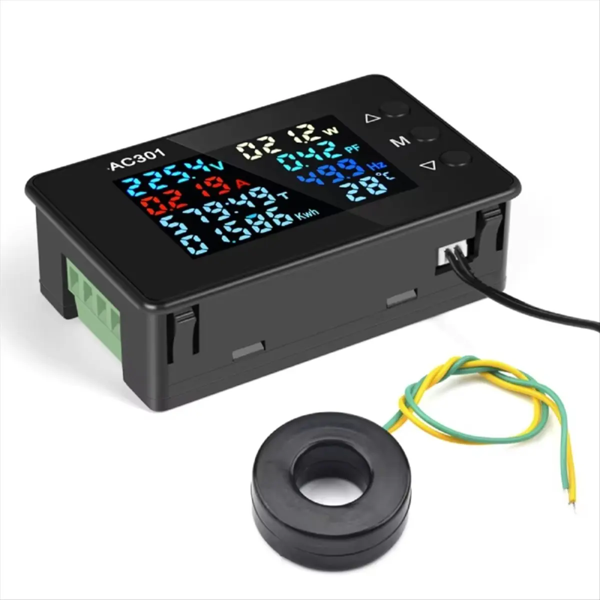 ABNH AC301 Digital Voltmeter Ammeter Voltage Frequency Electricity Meter Panel Temperature Power Tester AC50-300V 100A-Closed