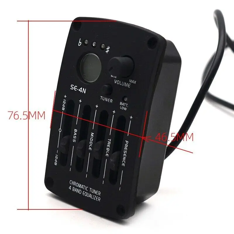 For Acoustic Guitar Pickups Chromatic Tuner 4-bands Equalizer EQ Preamp Piezo Guitars Pickup with Round Digital Procedding Tuner