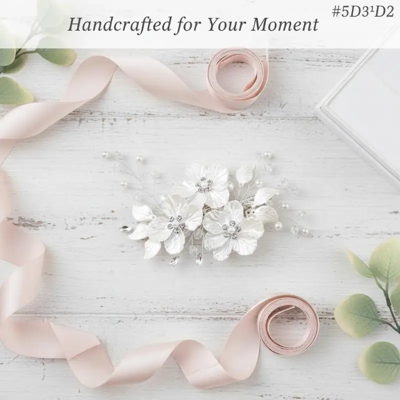 1Pcs White Crystal Pearl Floral Headwear for  Handmade Wedding Hair Decoration Jewelry