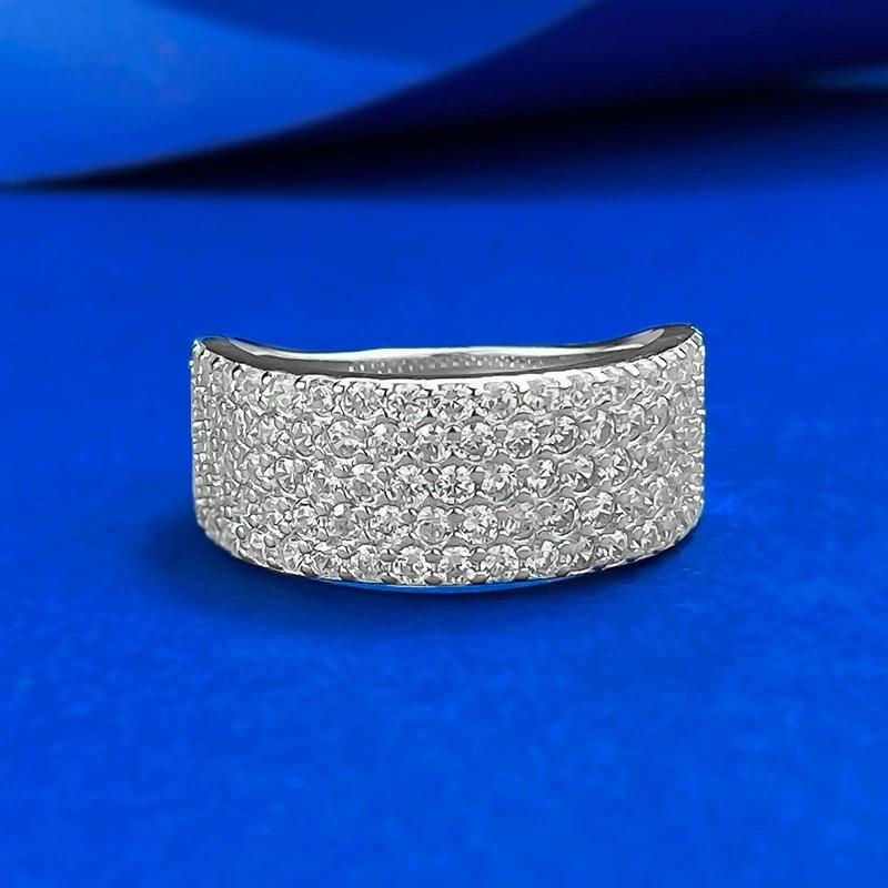 

925 Sterling Silver Shiny Full Cubic Zirconia Rings CZ Diamond Multi Row Ring Eternity Engagement Wedding Band Ring for Women