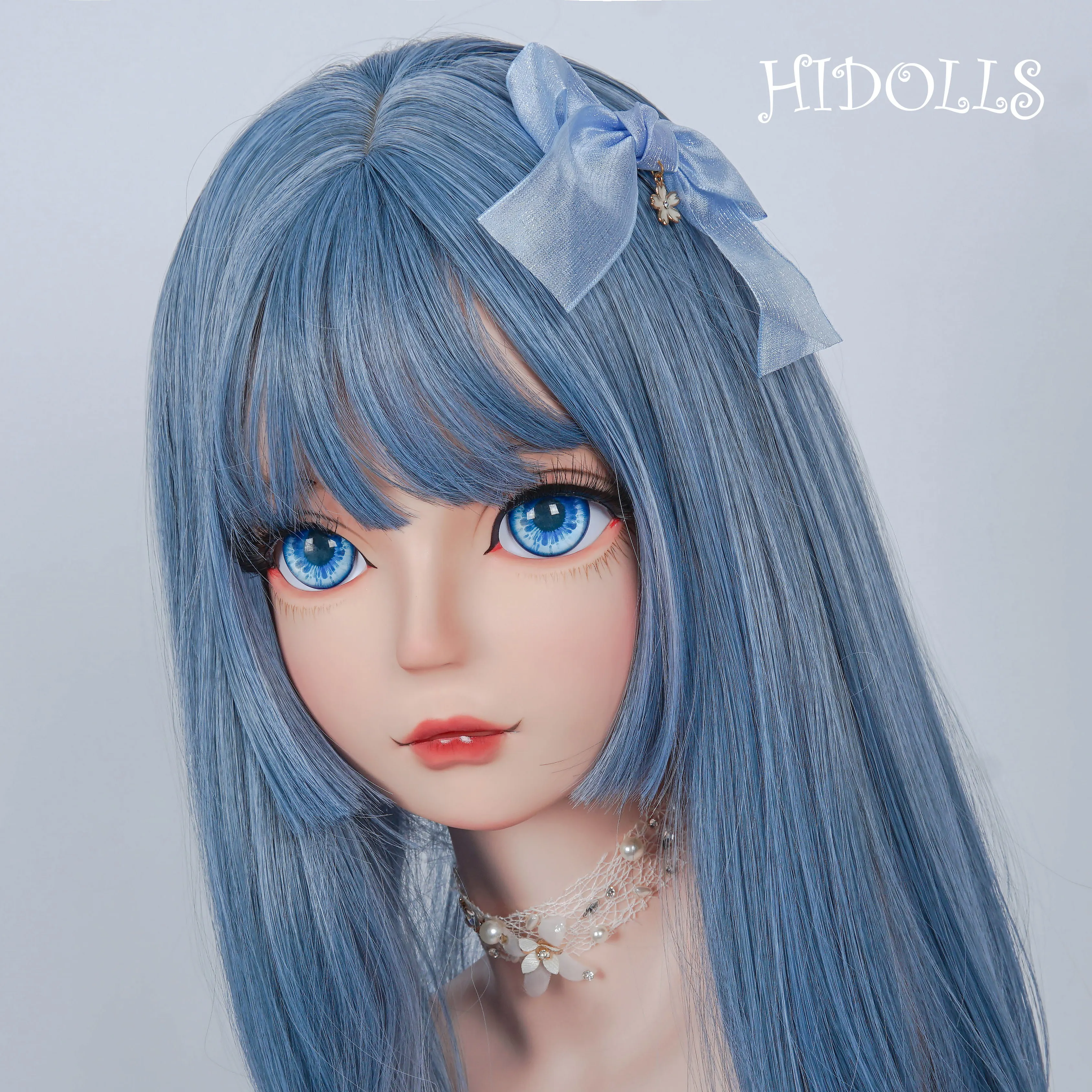 (HD01 Ying) HIDOLLS Ręcznie Robiona Żywiczna Półmaska Damska do Cosplayu, Japońska Maska do Odgrywania Ról, Maska BJD Kigurumi, Maska dla Crossdressera