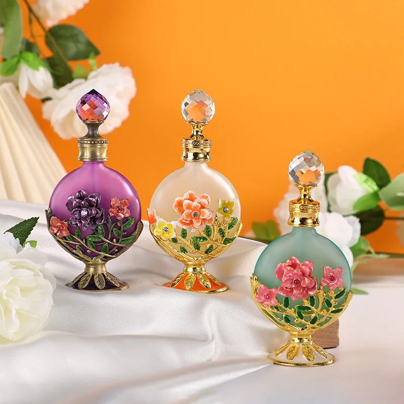 60 X 15ml Carnation Enamel Color Craft Oblate Shape Glass Essential Oil  Bottles Empty Senior Natural Flower Cosmetics Bottles