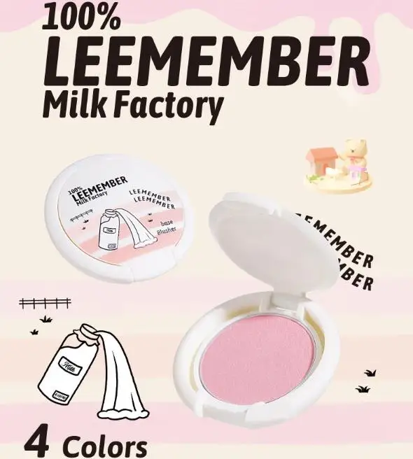 LEEMEMBER Milk Factory Powder Blush 4 colori Base fard 2G Texture leggera Swell Color Face Makeup Cosmetic