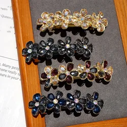 New Korean style light luxury pearl spring clip women's rhinestone leaves elegant alloy headwear high-end hair accessories