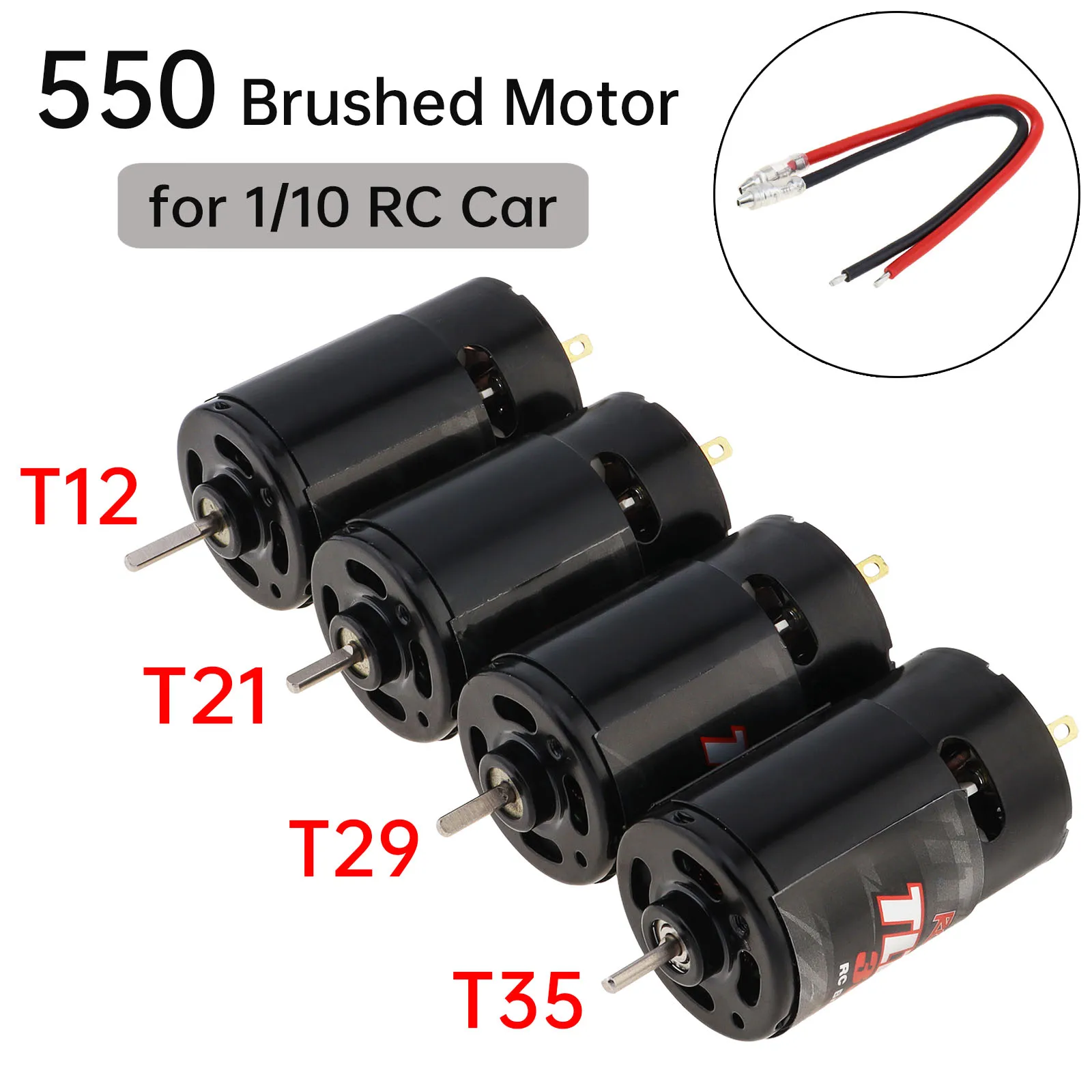1pc 12T/21T/29T/35T 550 Brushed Motor 6-8.4V 3.17mm Output Shaft DC Motor for 1/10 RC Trail Crawler Car/RC Off-Road Climbing Car
