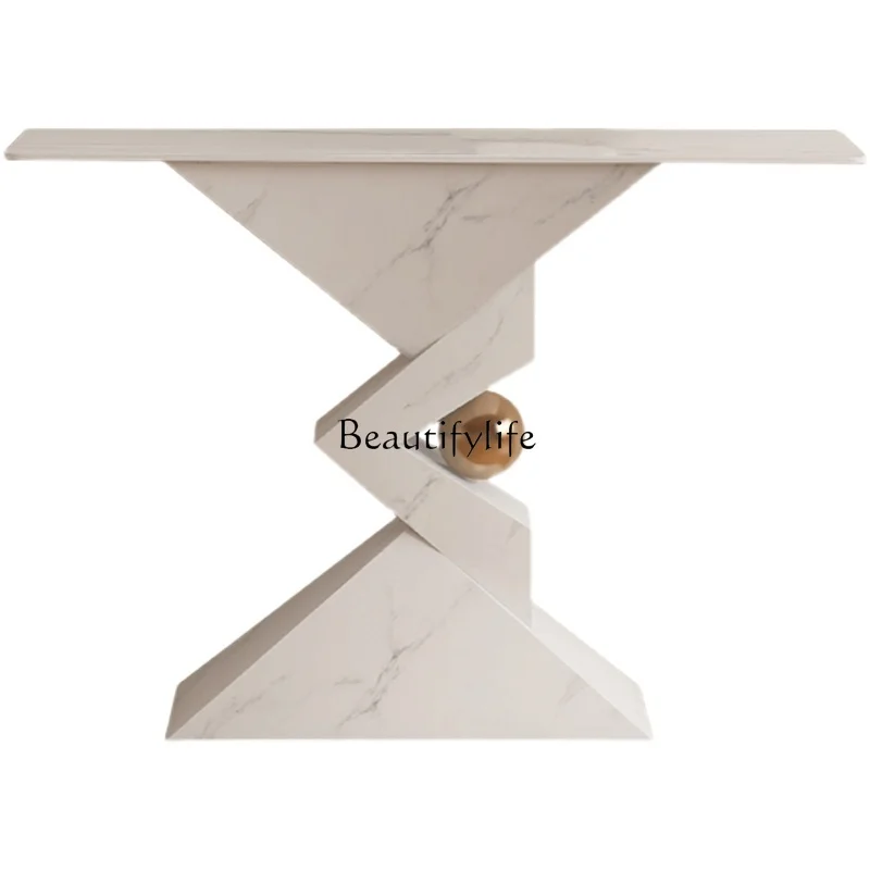 

Italian living room entrance cabinet light luxury style simple modern wall entrance table decoration end view