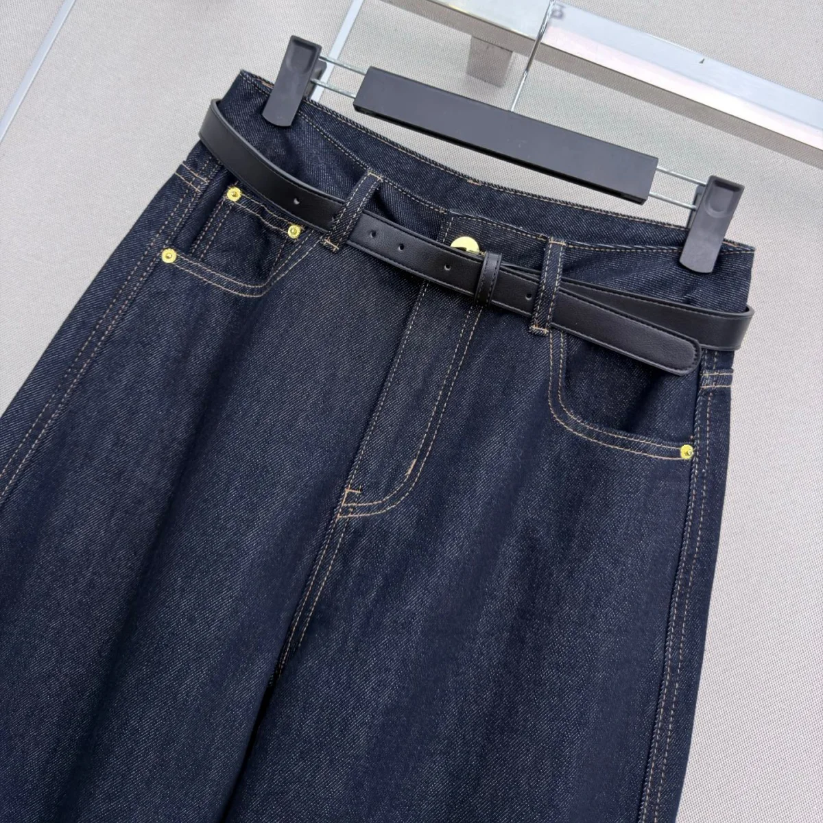 2026 high-quality women's dark denim workwear wide leg pants--2026090111