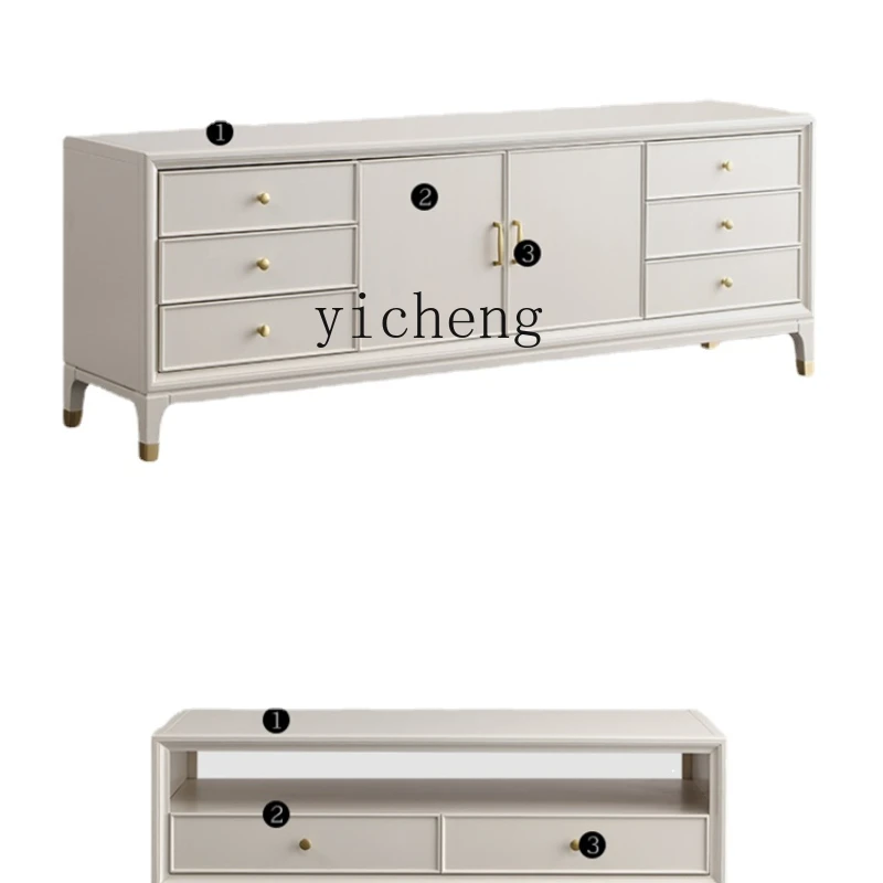 

Yy American Light Luxury Solid Wood TV Cabinet Coffee Table Combination Living Room White Locker