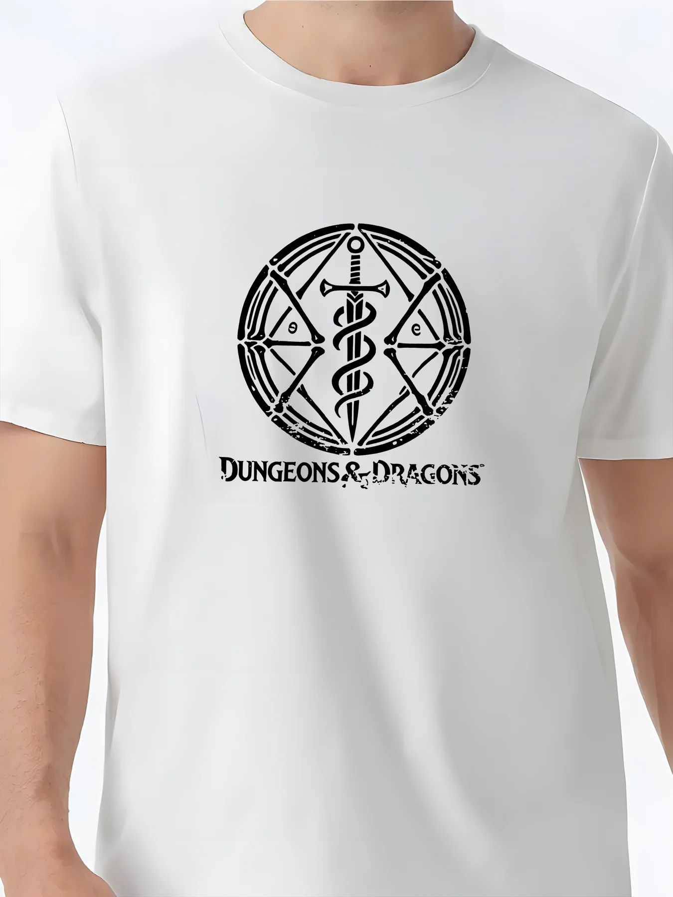 

MenS Casual T-Shirt Summer Regular Fit Stretch Knit Fabric Round Neck Polyester Dungeons Dragons Graphic Adult Unisex Tee