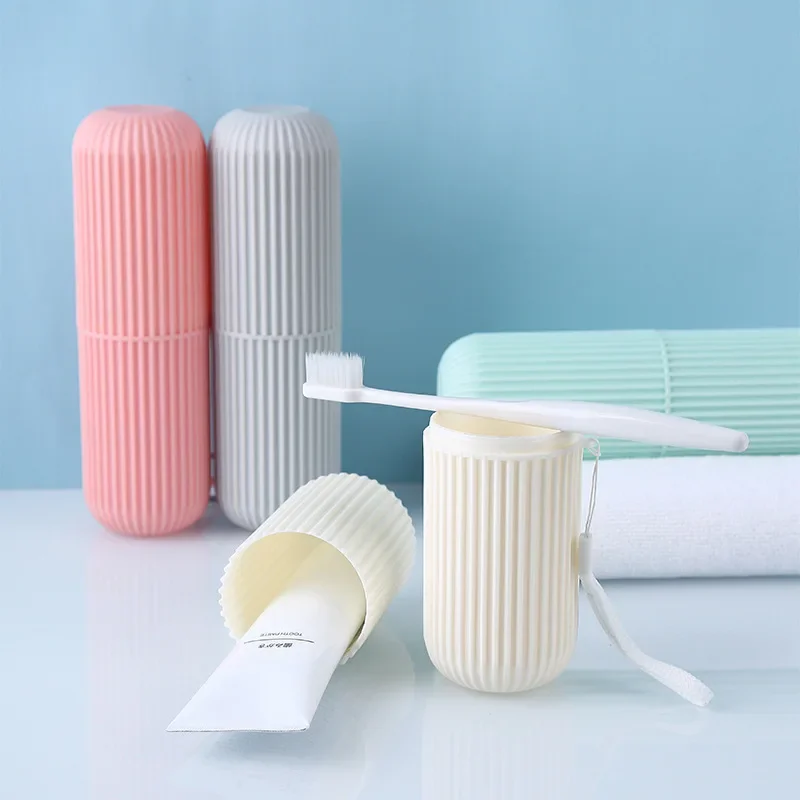 Ensemble de gobelets de rince-bouche portables à rayures verticales pour brosse à dents, boîte de récipient de lavage de voyage, tasse de dentifrice, 1pc