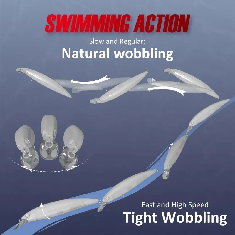 NOEBY أسماك الصيد السحر 100 مللي متر 120 مللي متر العائمة Wobblers طويل يلقي Jerkbait الاصطناعي الطعم الثابت باس الصيد البحري إغراء