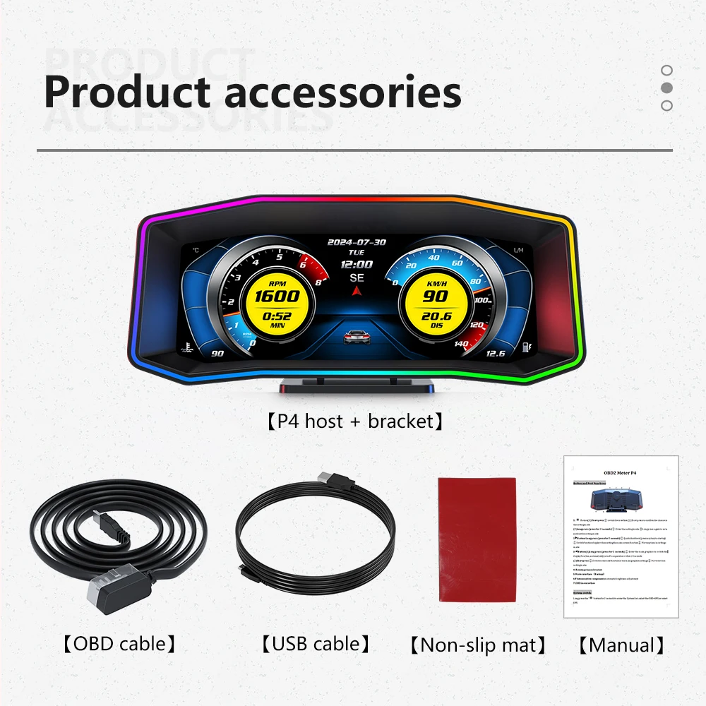 Universal Smart Gauge 6.2 Inch Display OBD2+GPS+Accelerometer +Speedometer HUD P4 Head up Display Smart