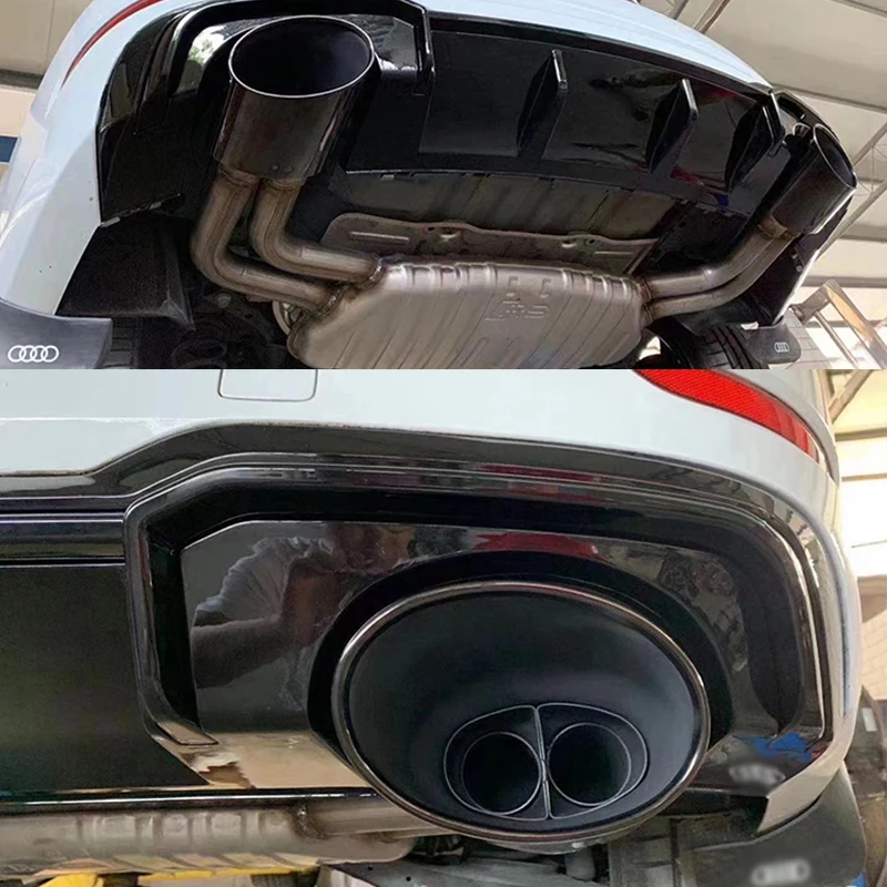 2Pcs Audi RS3 RS4 RS4 RS5 RS6 RS7Exhaust Tip Double Inner Muffler Tip For S3 S4 S5 S6 Exhaust System Muffler Tail Pipe