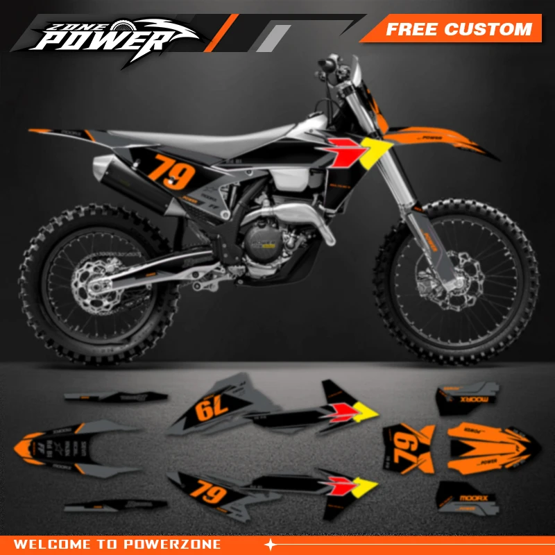 Powerzone Custom Team Motorcycle Graphics Decals Stickers Kits for KTM EXC EXC-F XCW 2024 2025 2026 SX SXF 2023 2024 2025 1