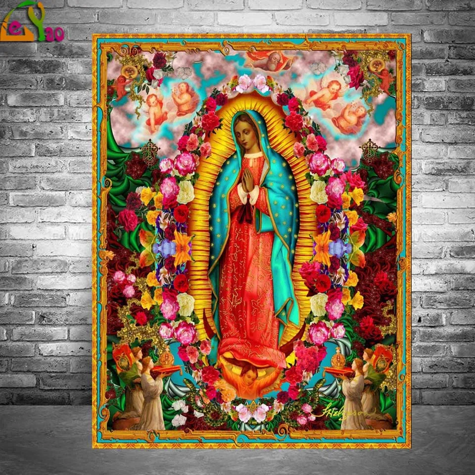 5D Diy Diamond Painting Cross Stitch Kits Diamond Embroidery Our Lady of Guadalupe Virgin wystrój domu Mother god natura