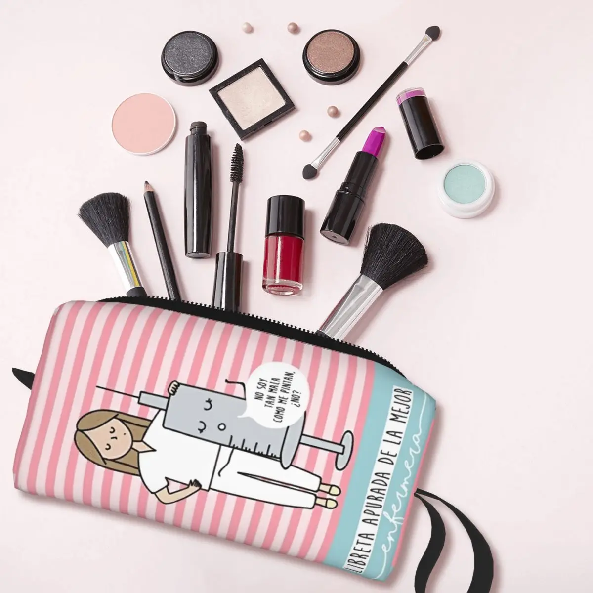 Custom Enfermera En Apuros Doctor Nurse Medicine Cosmetic Bag for Women Makeup Toiletry Organizer Ladies Beauty Storage Dopp Kit