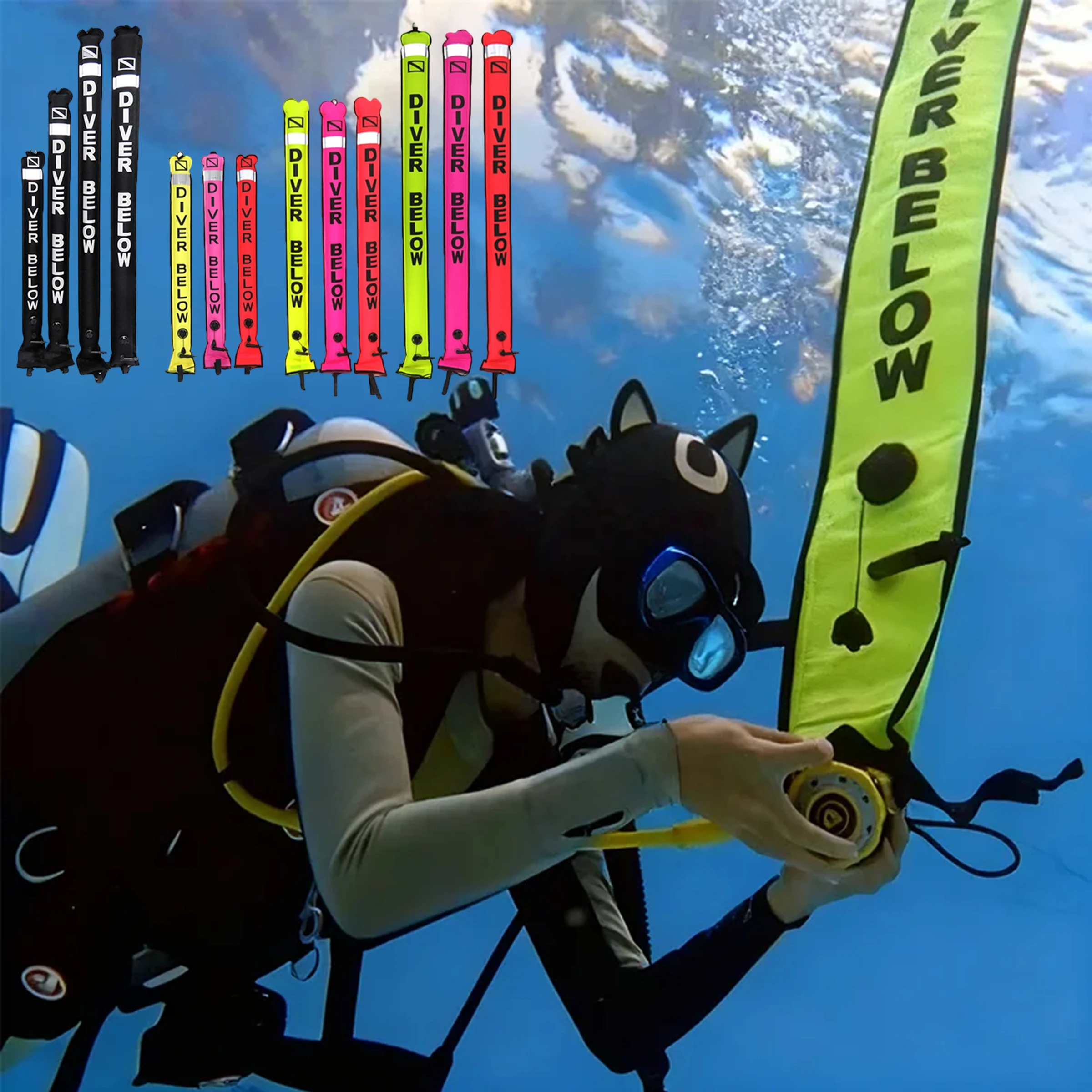 

Профессиональный надувной сигнальный буй (SMB) для дайвинга 1.2М/1.5М/1.8М - сигнальная трубка для подводных работ