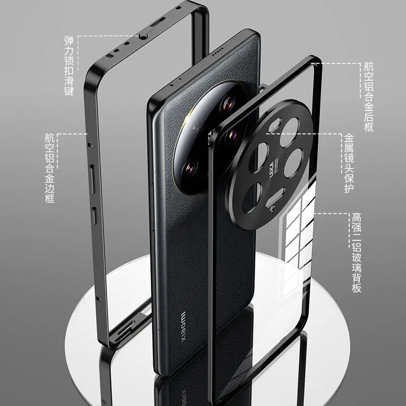 For Xiaomi Mi 13 Ultra 5G Case Metal Bumper with Clear Tempered Glass Shockproof Hard Cover Phone Case for Xiaomi 13 Ultra 5G