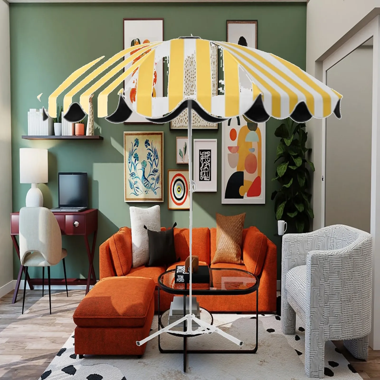 Garden Umbrella Patio Parasol Large Reinforced Support Frame Portable Sturdy Canopy for Backyard Holiday Garden Pool Patio