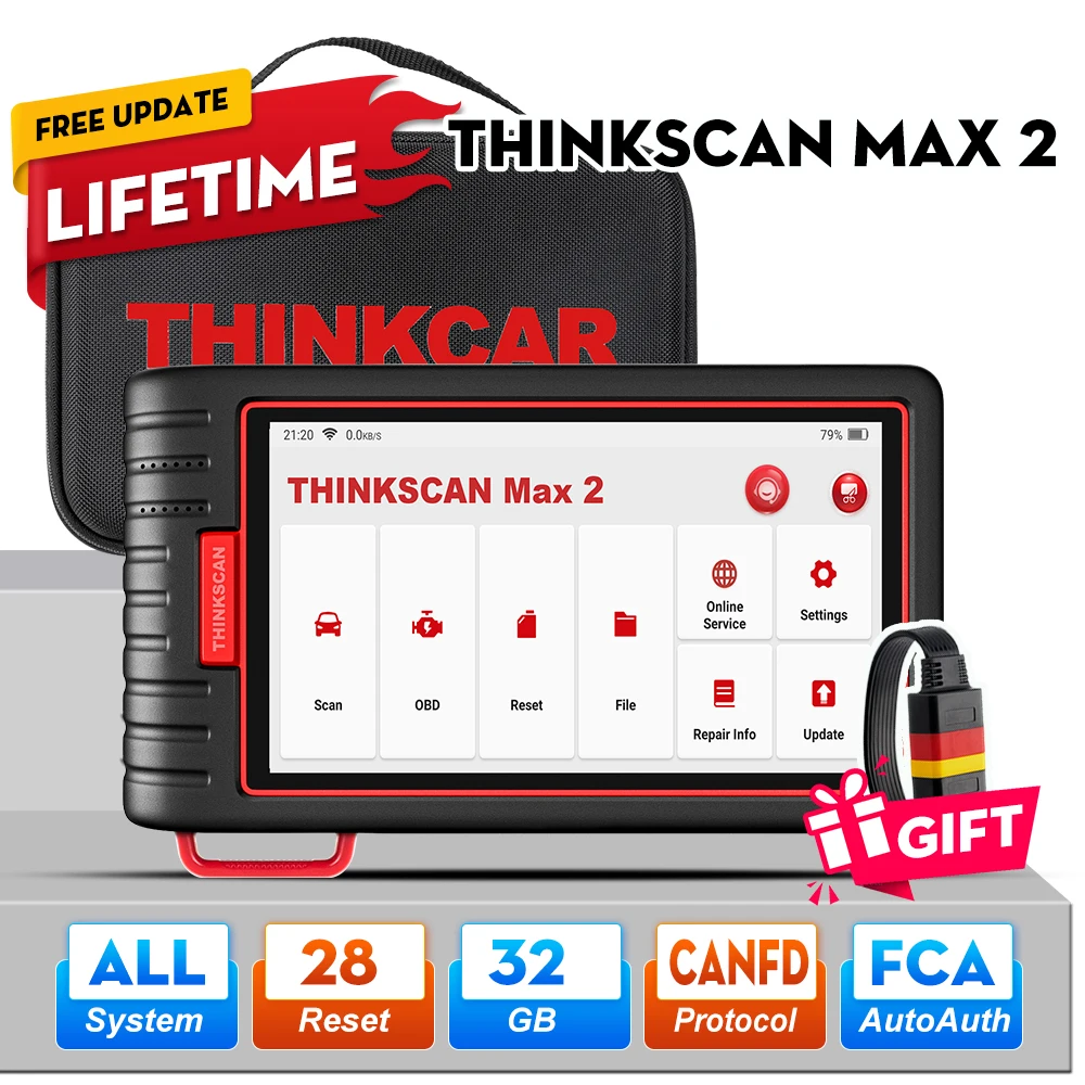 THINKCAR Thinktool ThinkScan Max 2, полная система, без пожизненная система AF DPF IMMO 28, сброс кодирования ECU, сканер OBD2, поддержка CANFD для GM