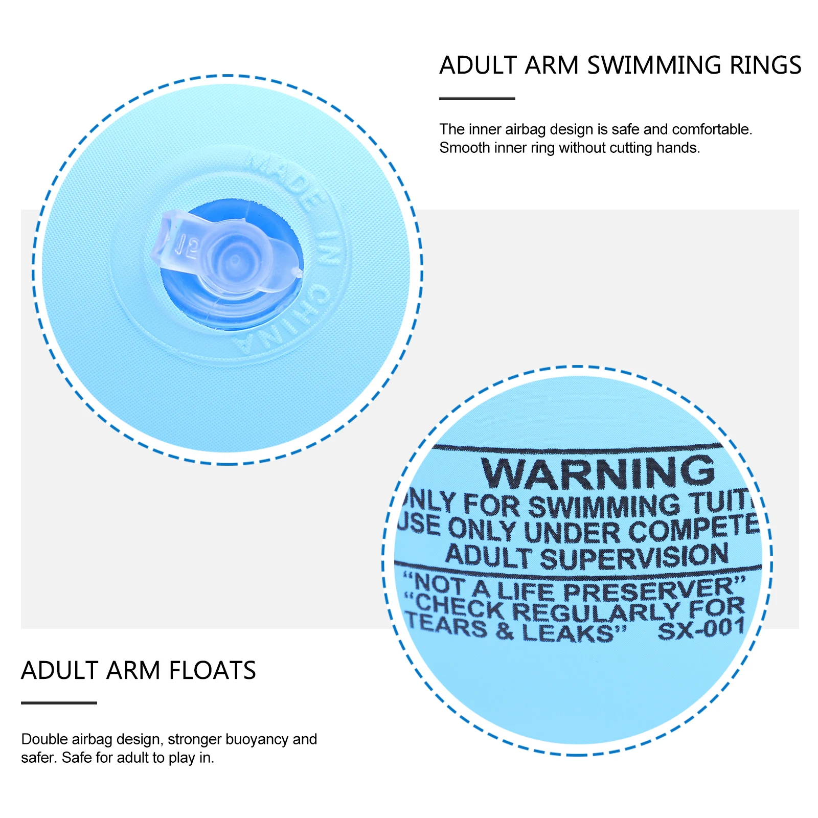 

3 Pairs Inflatable Arm Bands Swim Ring Sleeves Swimming Child Floaties for Adults