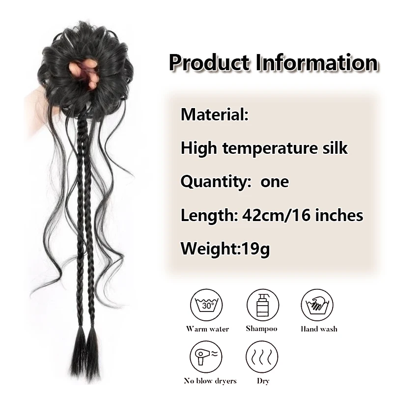 Synthetic Dragon Whisker Bun with Dual Mini Braids - usage example