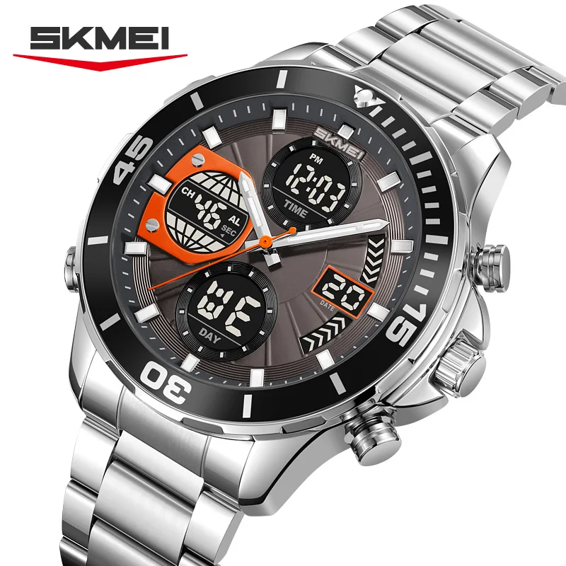 

SKMEI 2621 Heavy Metal Industrial-Style Men's Dual-Dial Watch Multifunction Mecha Style Sporty Outdoor Male Clock Gift