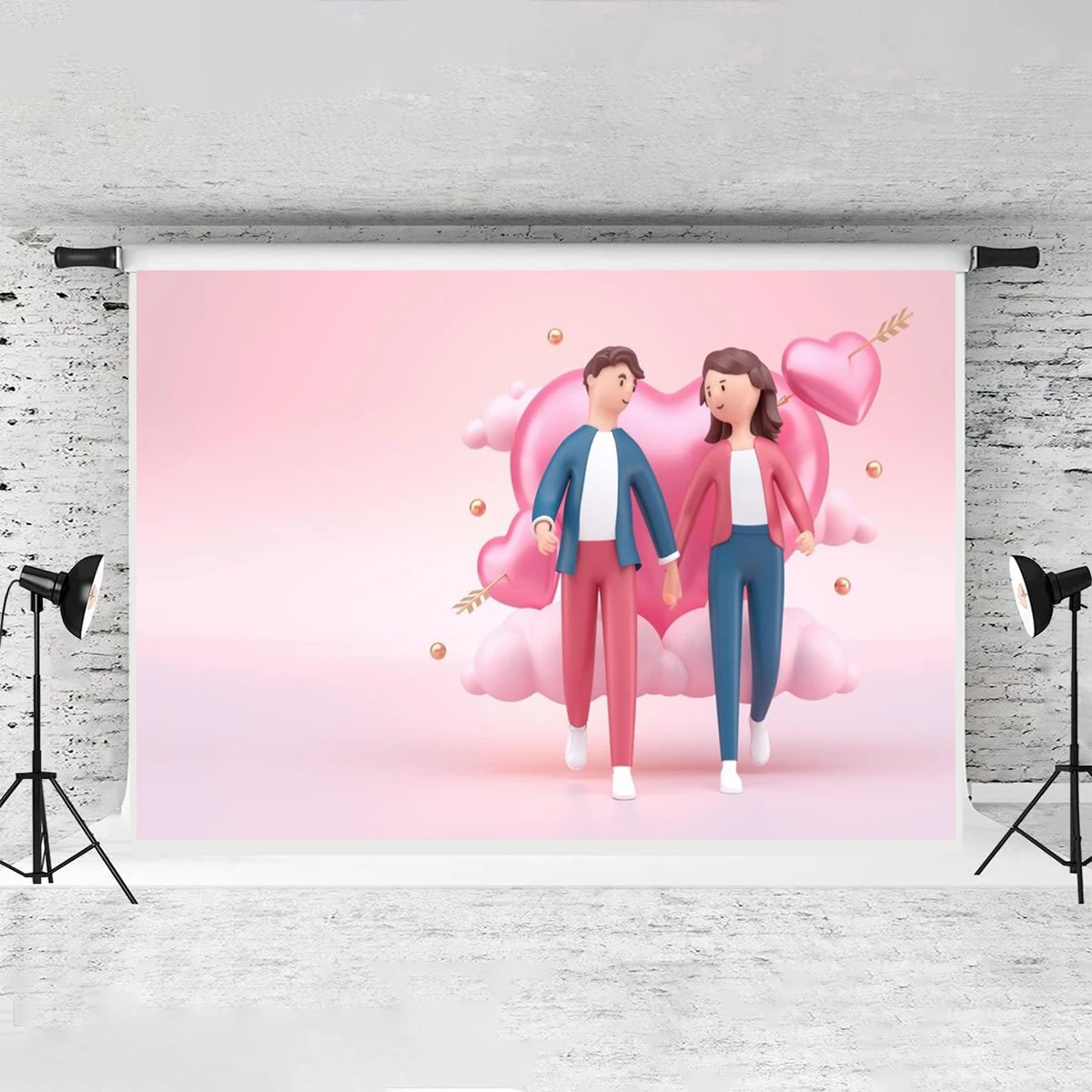 We Are Married Photography Cartoon Happy Valentine's Day Backdrops Wedding Anniversary Engagement Bridal Shower Welcome Banner