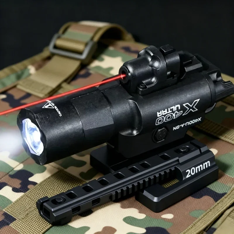 X400U 2-in-1 Hochleistungs-Taschenlampe mit Laserpointer, passend für 20-mm-Schienen, Spielzeug-Airsoft-Waffen, Jagd, CS-Matches, Spiele (ohne Batterie)