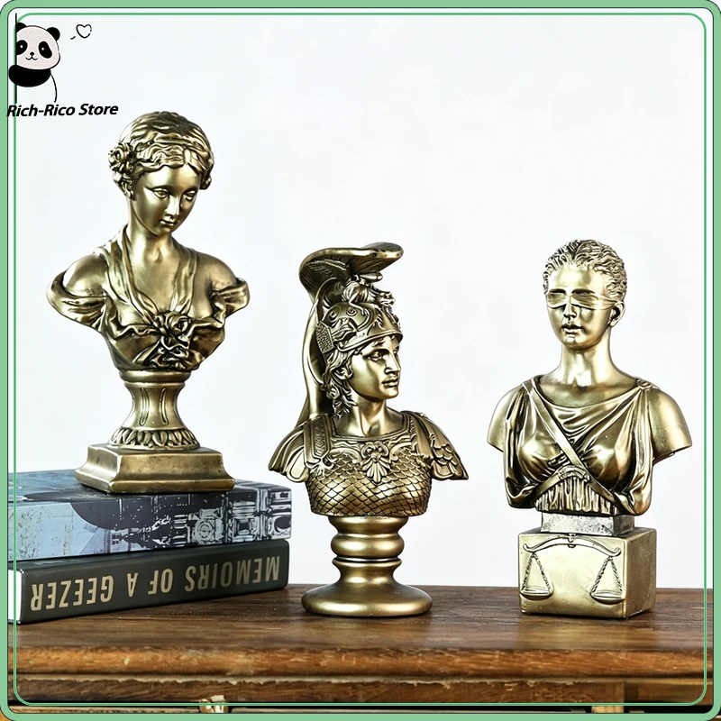 Imitation Bronze Resin Goddess Bust Statue Venus Athena Themis For Home Office Desktop Decor Craft Ornament Art Decor Craftwork