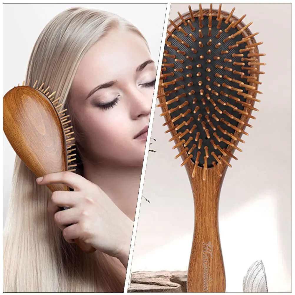 

Wooden Comb Portable Hairdressing Brush Massage Detangling Hair Comb for Curly Straight Wet Dry Hair Anti-Static