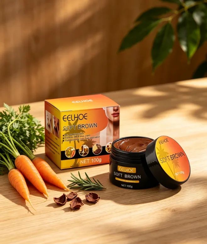 

EELHOE Soft Brown Body Cream 100g Moisturizing Cream with Carrot Oil & Olive Oil, Fast Absorbing, Non Greasy