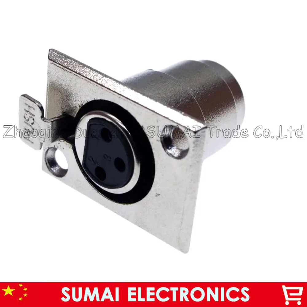 Good silvery Metal Audio MIC Connector XLR 3 Pin Female Mount Type Socket, Push Type Profession Audio Panel Sockets