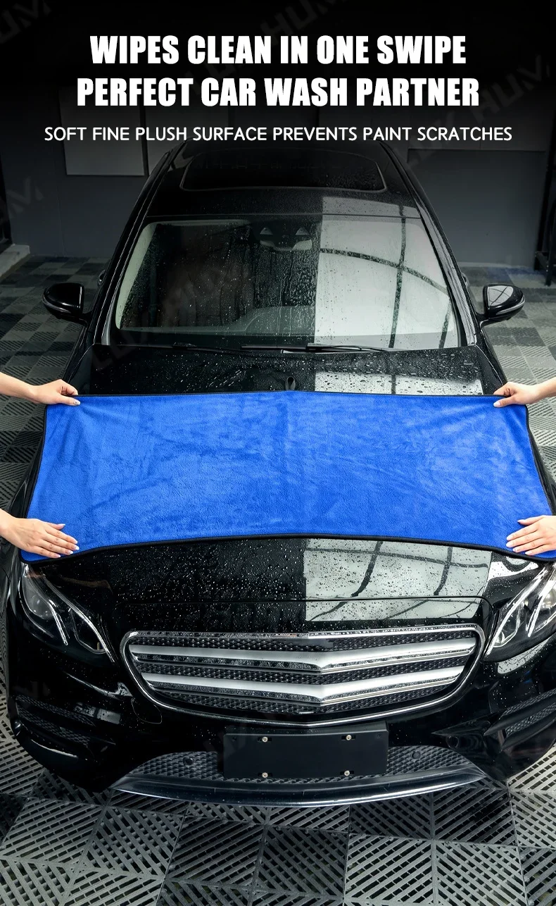 LUXHUM 60x160cm Auto-Trockentuch, extra großes, super saugfähiges Mikrofaser-Autowaschtuch, weiches Auto-Detailing-Reinigungstuch, Lappen – Detail 7
