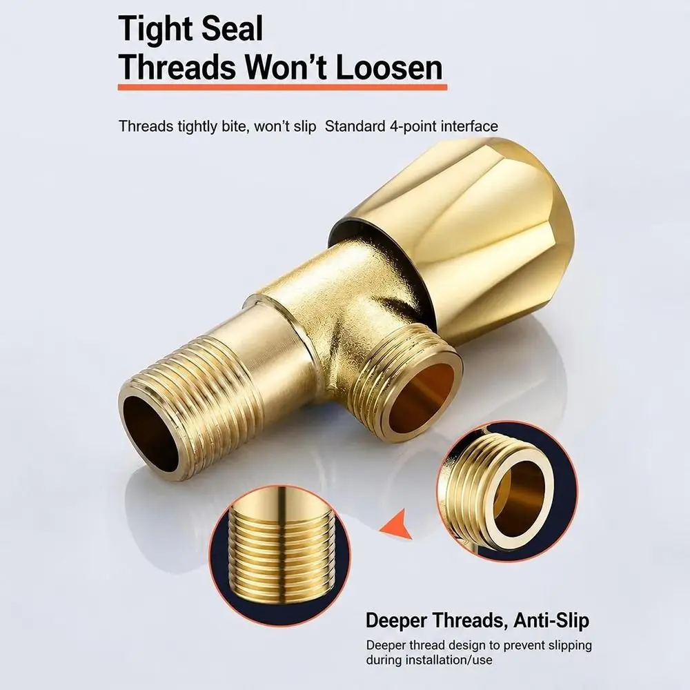 Brass Triangle Valve Quarter Turn Color Coded Handle Angle Valve One In Two Out 304 Stainless Steel Toilet Valve For Bathroom