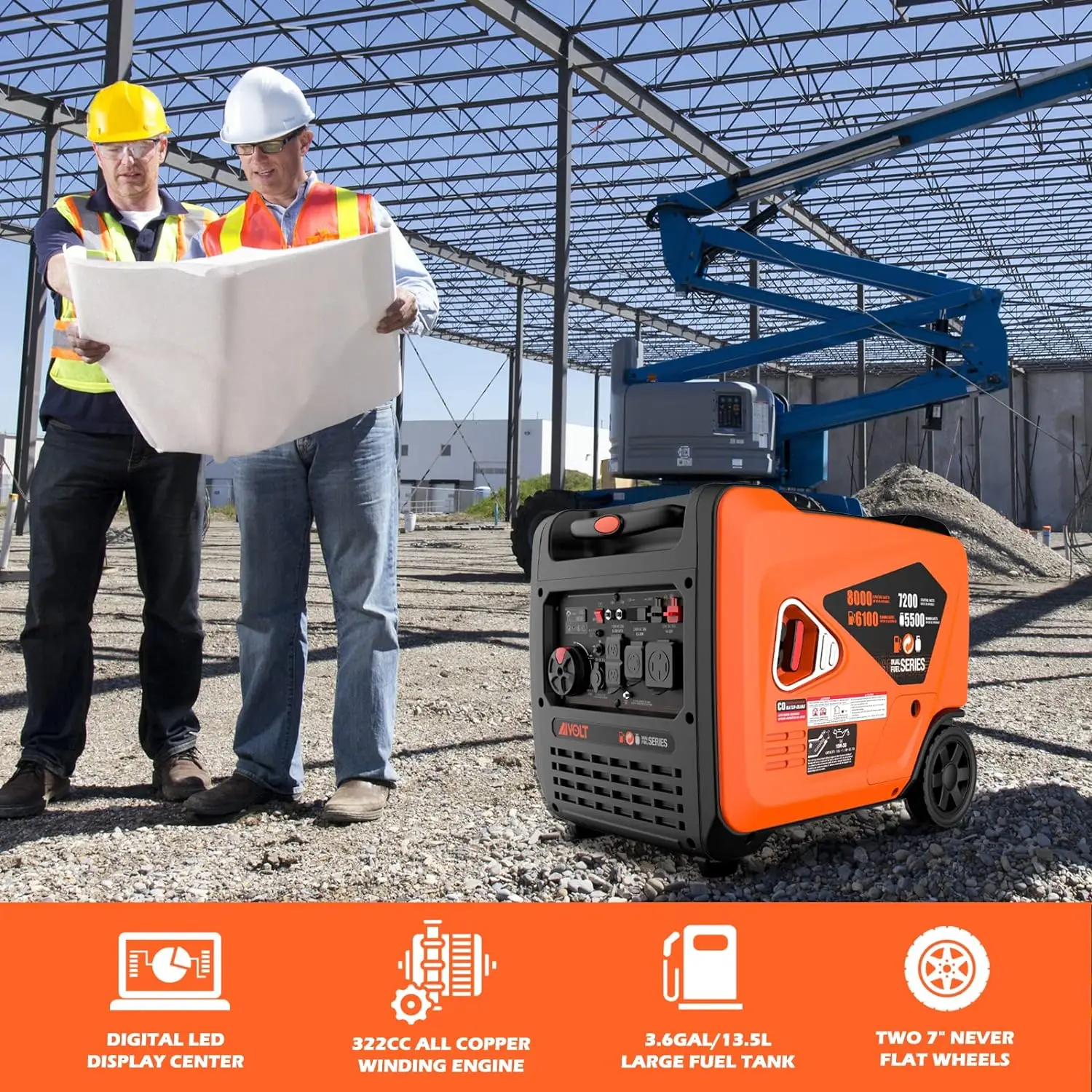 8000-watt draagbare invertergenerator met dubbele brandstof Superstille gaspropaan aangedreven elektrische start buitengenerator