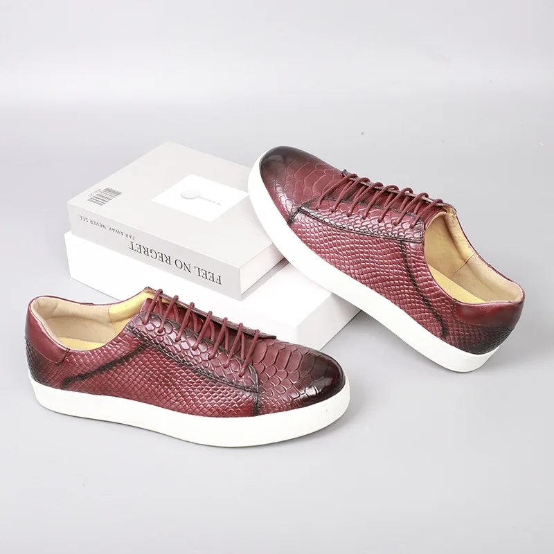 New Arrival 2024 Autumn Men Casual Sneakers Genuine Leather Crocodile Pattern Outdoor Walking Flat Shoes for Men