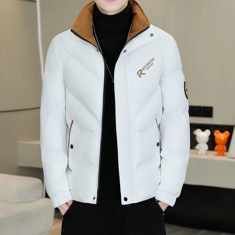 

Мужская зимняя утепленная хлопковая куртка: модная молодежная верхняя одежда, пуховик с воротником-стойкой, теплая, для повседневной носки, стандартный крой