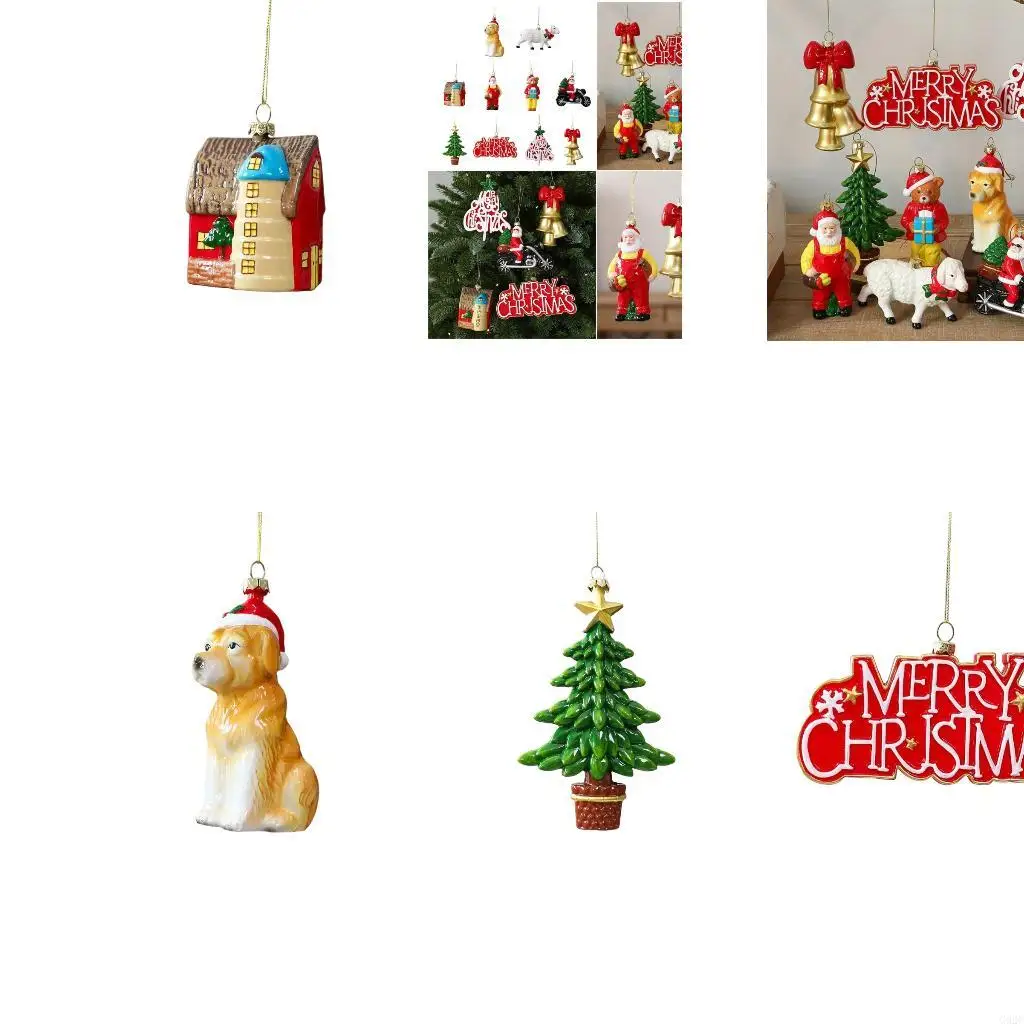 G92C Seasonal Christmas Hanging Ornament Plastic Tree Accent with Top Loop for Indoor Display and Entryway Styling Use