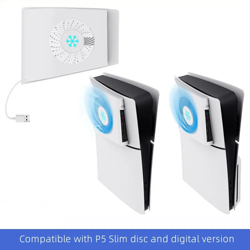 Cooling Fan for Slim Digital and Disc Edition Temperature Control 3 USB HUB Prevent Overheating for PS5 Slim Cooler System