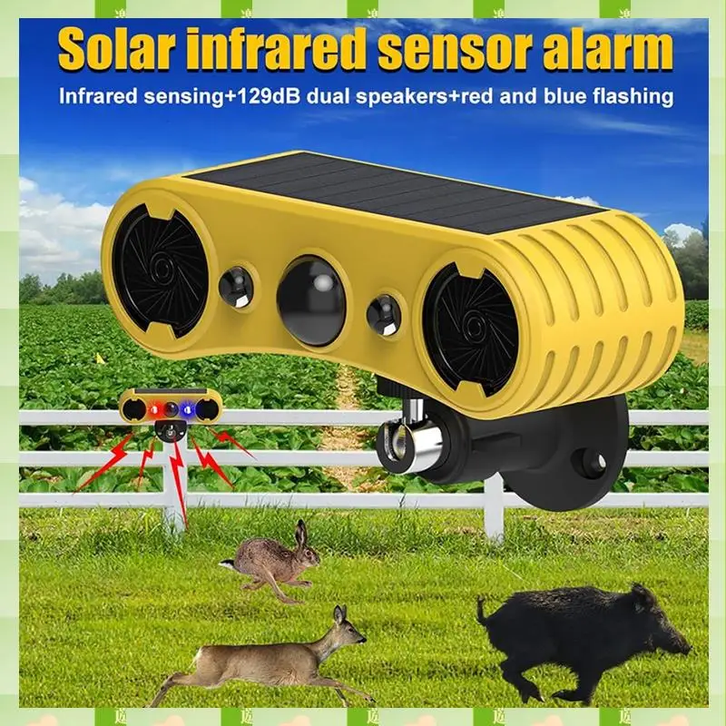 2025 إنذار مستشعر الحركة الشمسية ، ضوء تحذير خارجي ، 13 صوتًا نظام تنبيه أمني مبيد الحيوانات لحظيرة ساحة المزرعة ، الطاقة الشمسية M