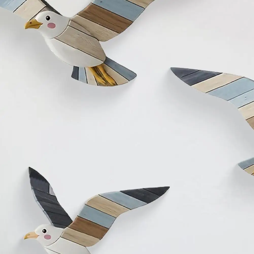 3Pcs/Set Wooden Seagull Wall Decoration Farmhouse Rustic Nautical Sea Bird Art Sculpture Home Living Room Wall Decorative 2025